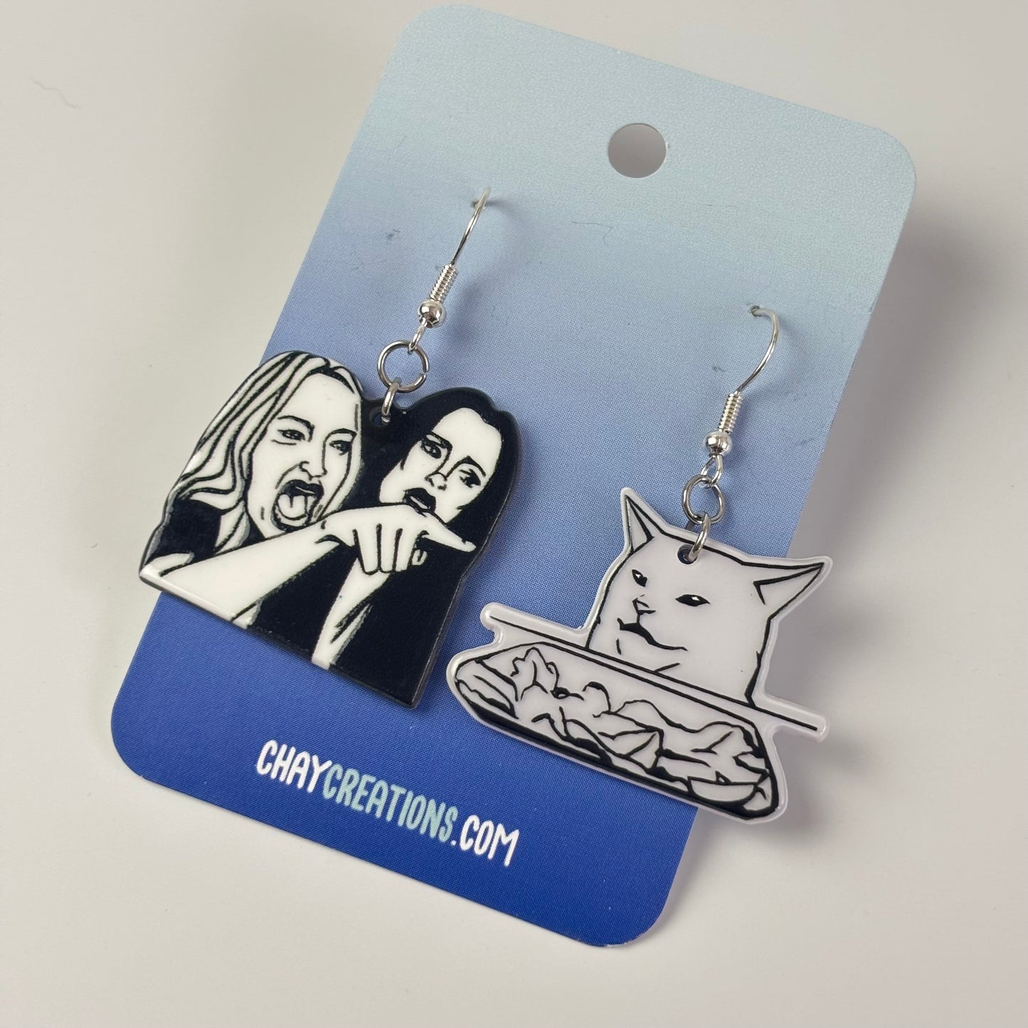 Woman Yelling at Cat Earrings