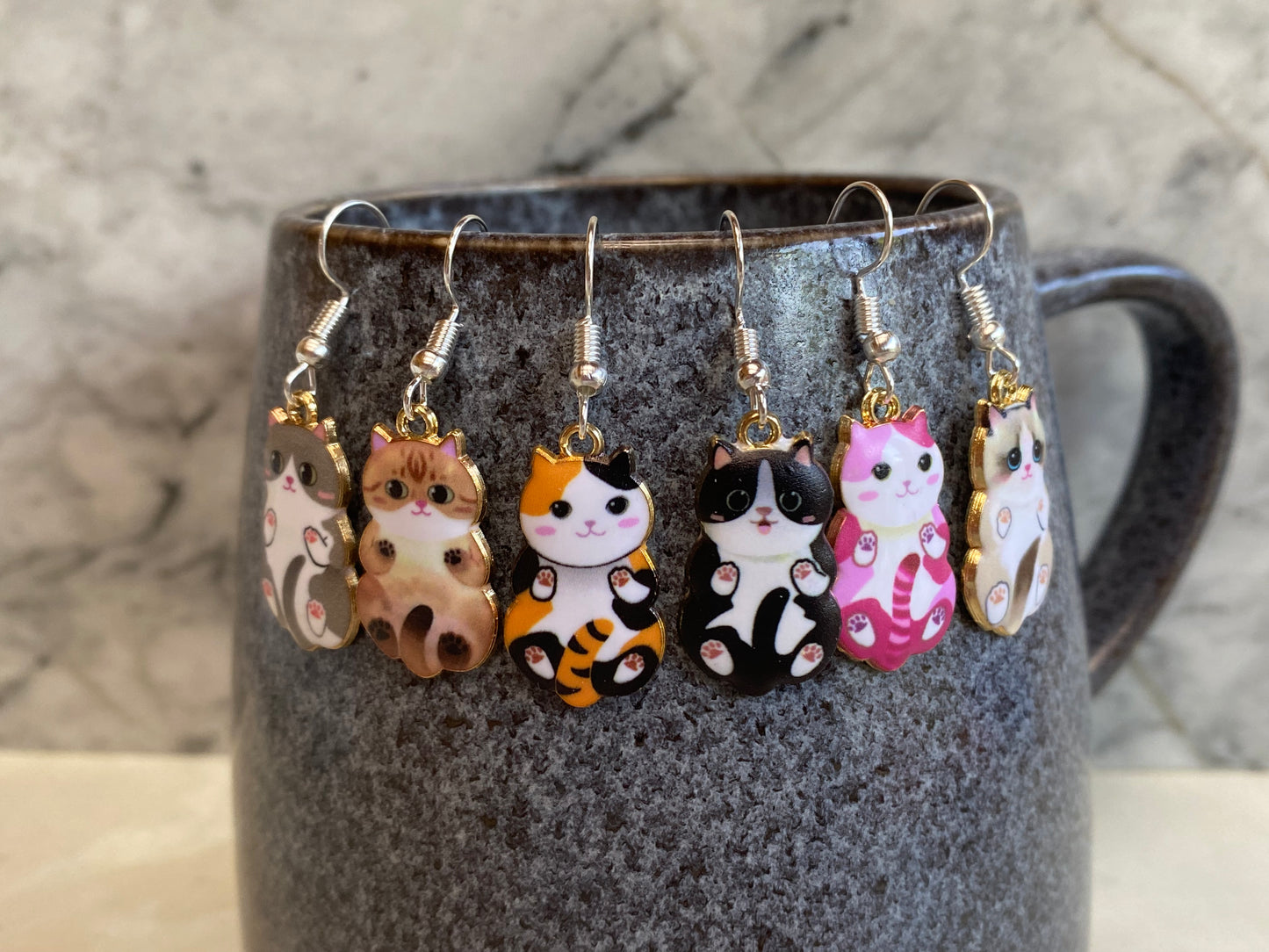 Hanging Cat Drop Earrings