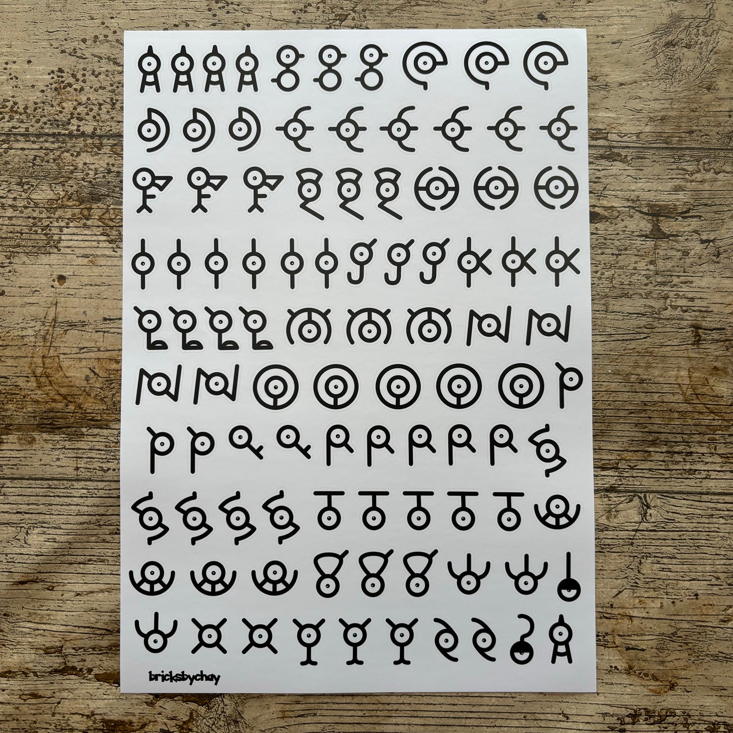 Alphabet Unown Sticker Sheet