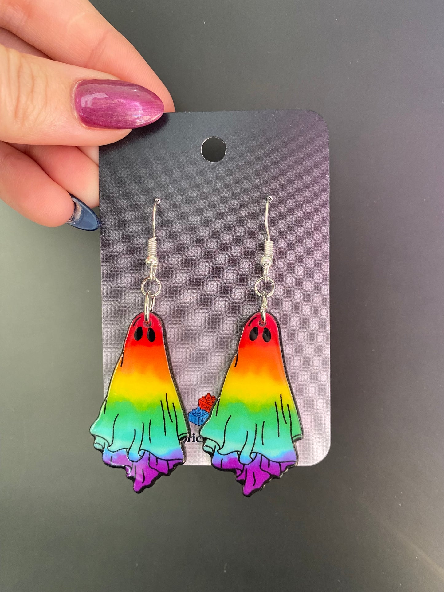 Rainbow Ghost Drop Earrings