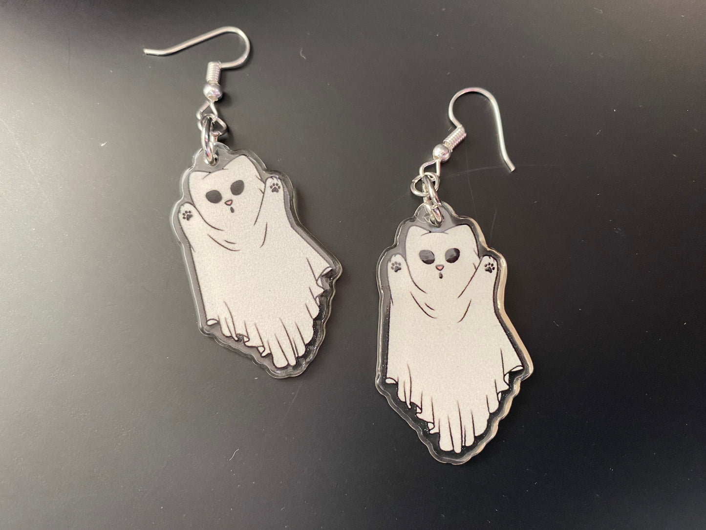 Cat Ghost Drop Earrings