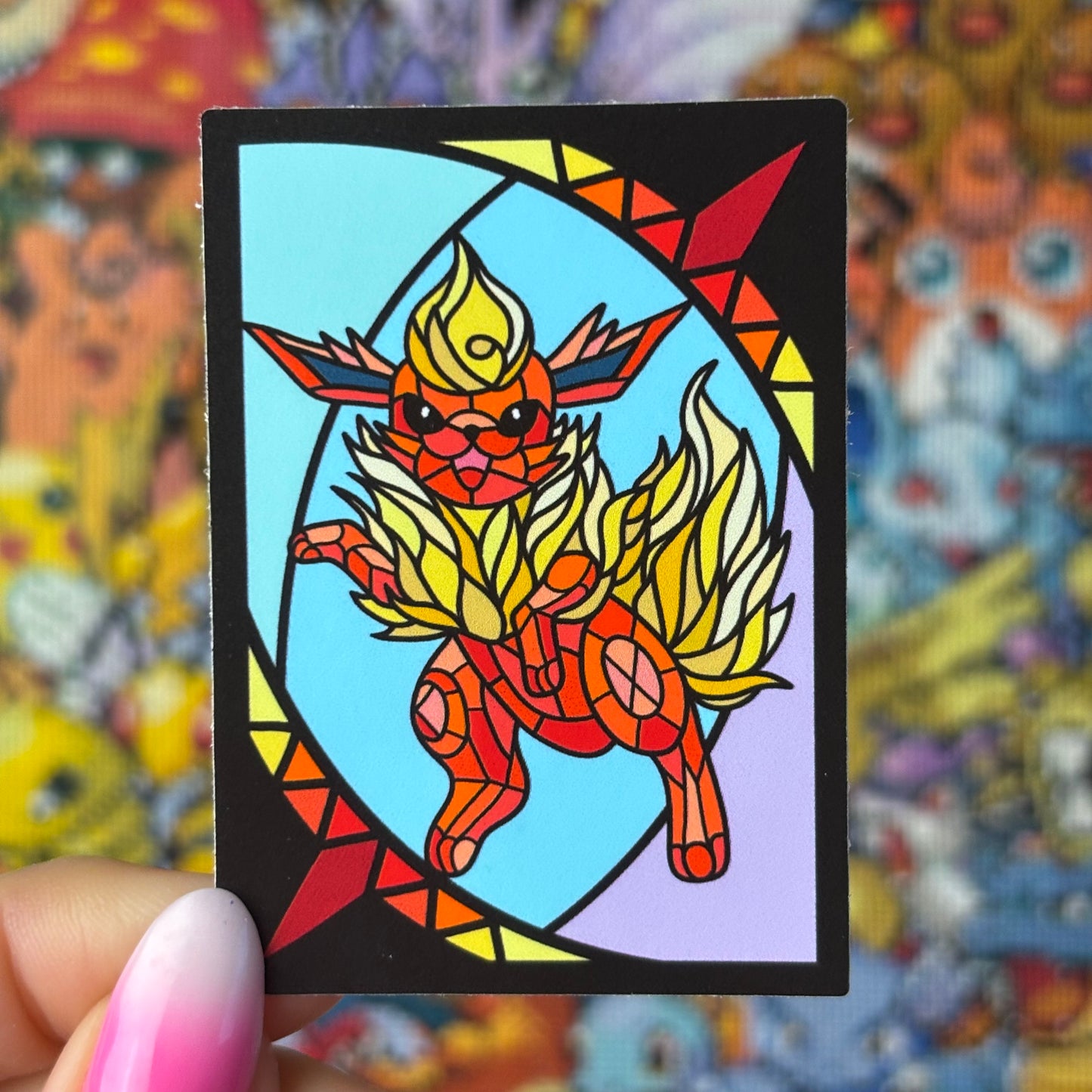 Fire Evolution Stained Glass Vinyl Sticker