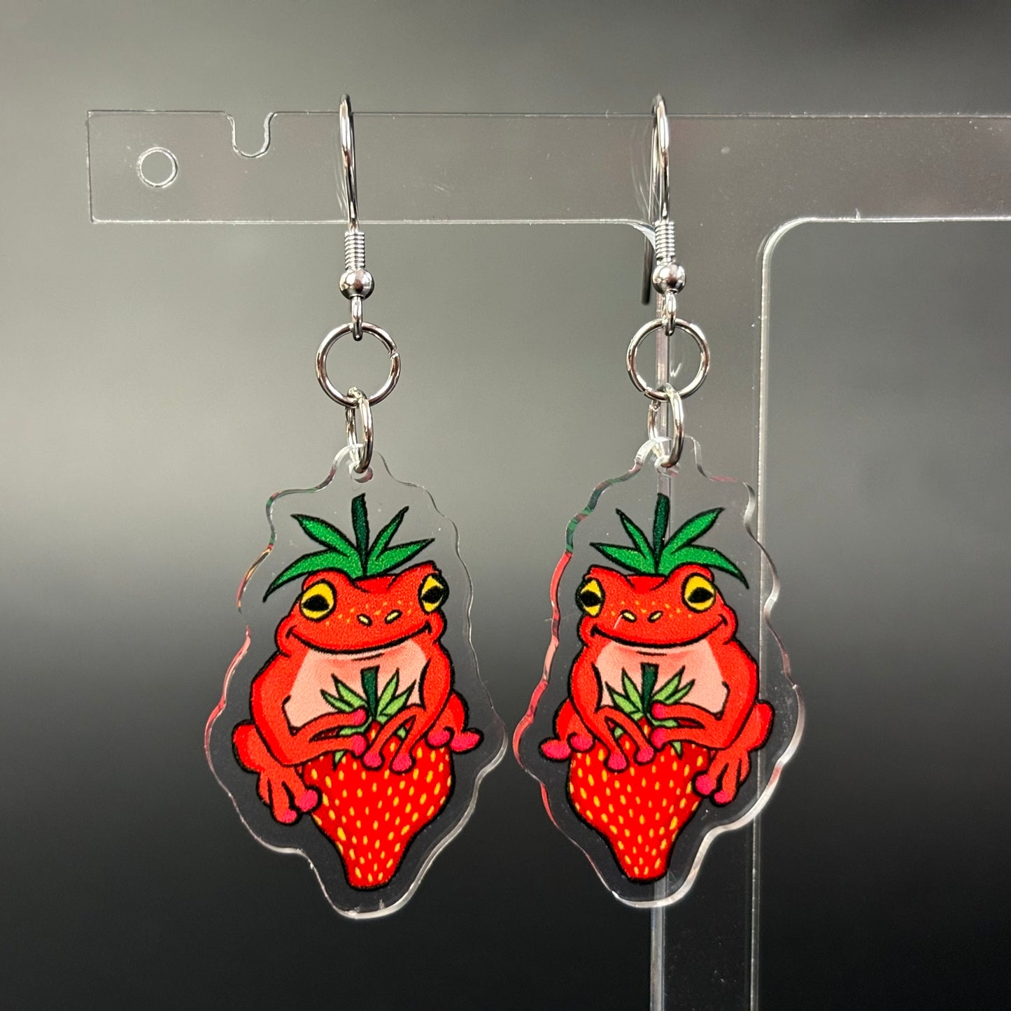 Strawberry Frog Drop Earrings