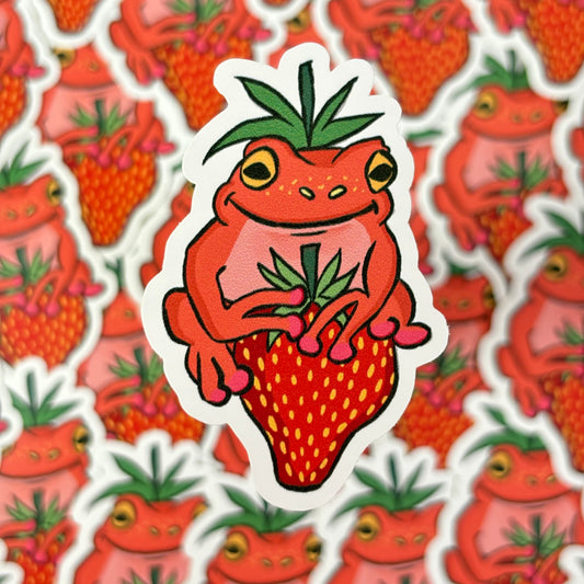 Strawb the Frog Vinyl Sticker