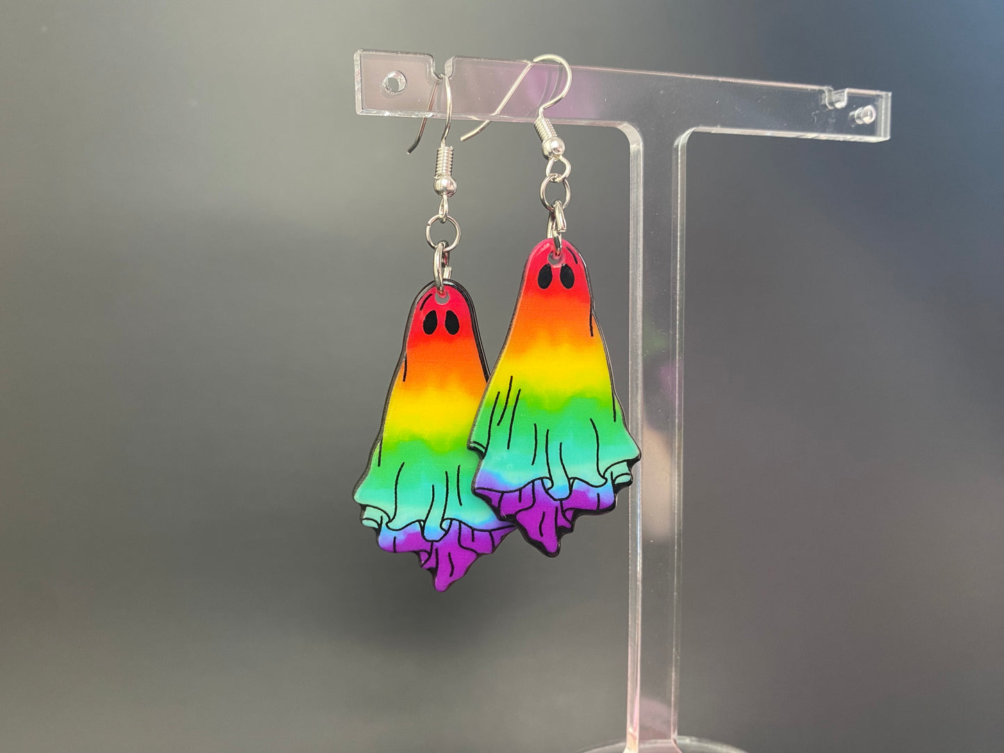 Rainbow Ghost Drop Earrings