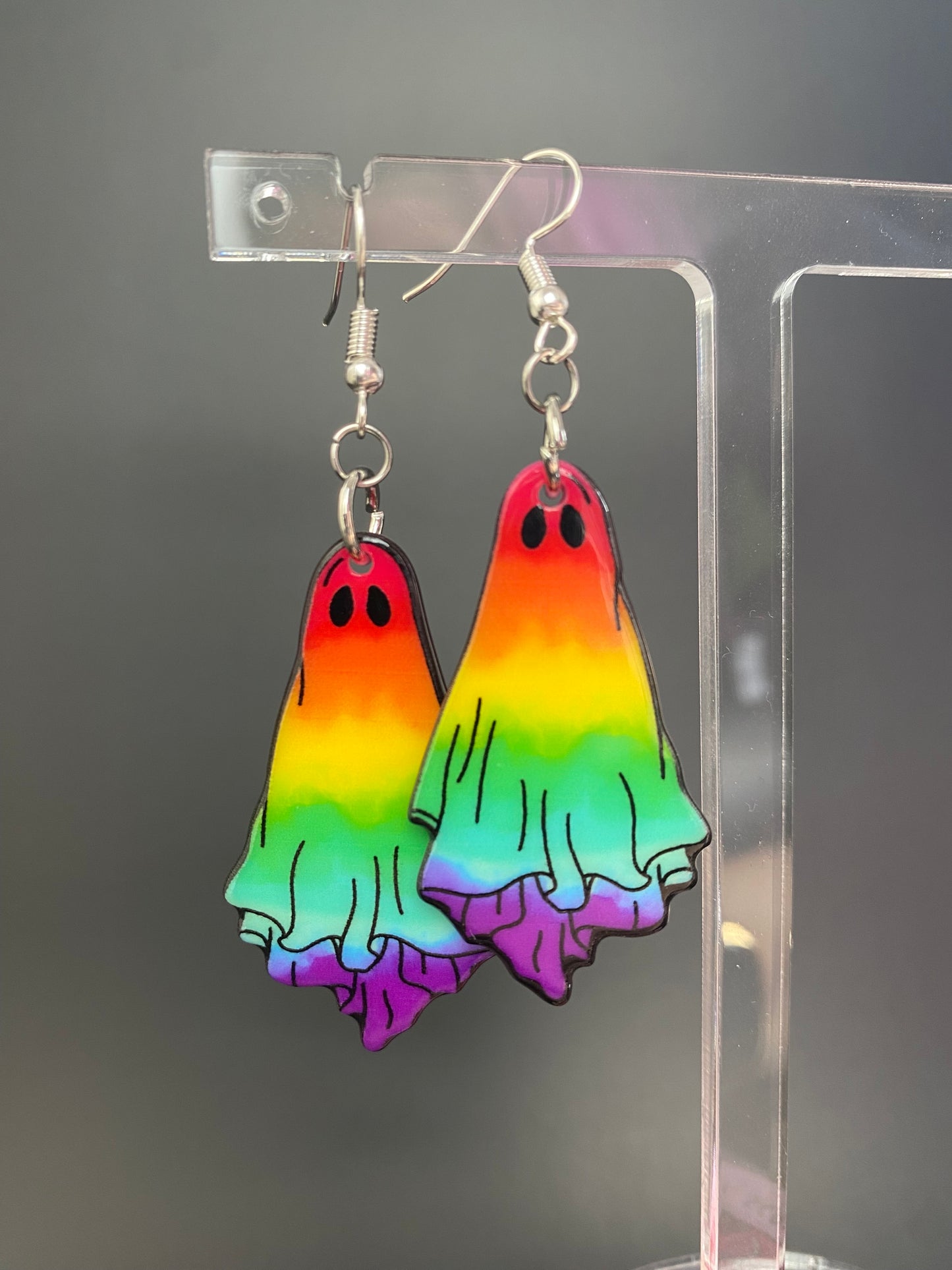 Rainbow Ghost Drop Earrings