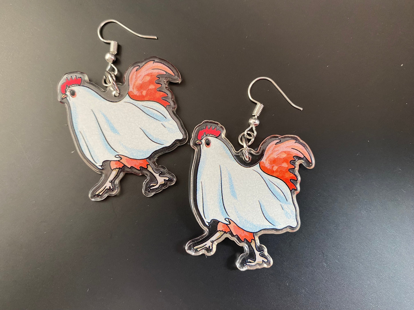 Chicken Ghost Drop Earrings