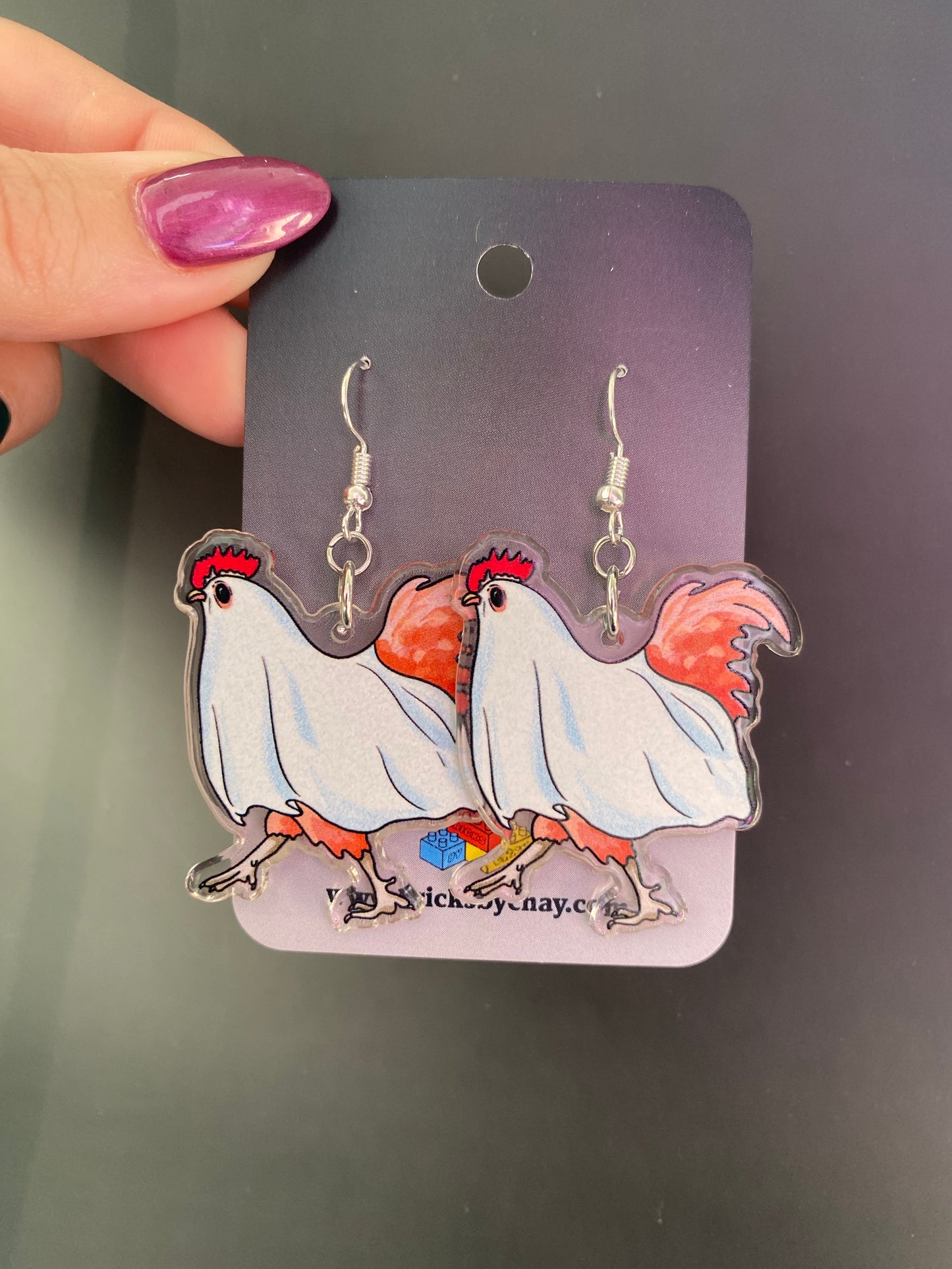 Chicken Ghost Drop Earrings