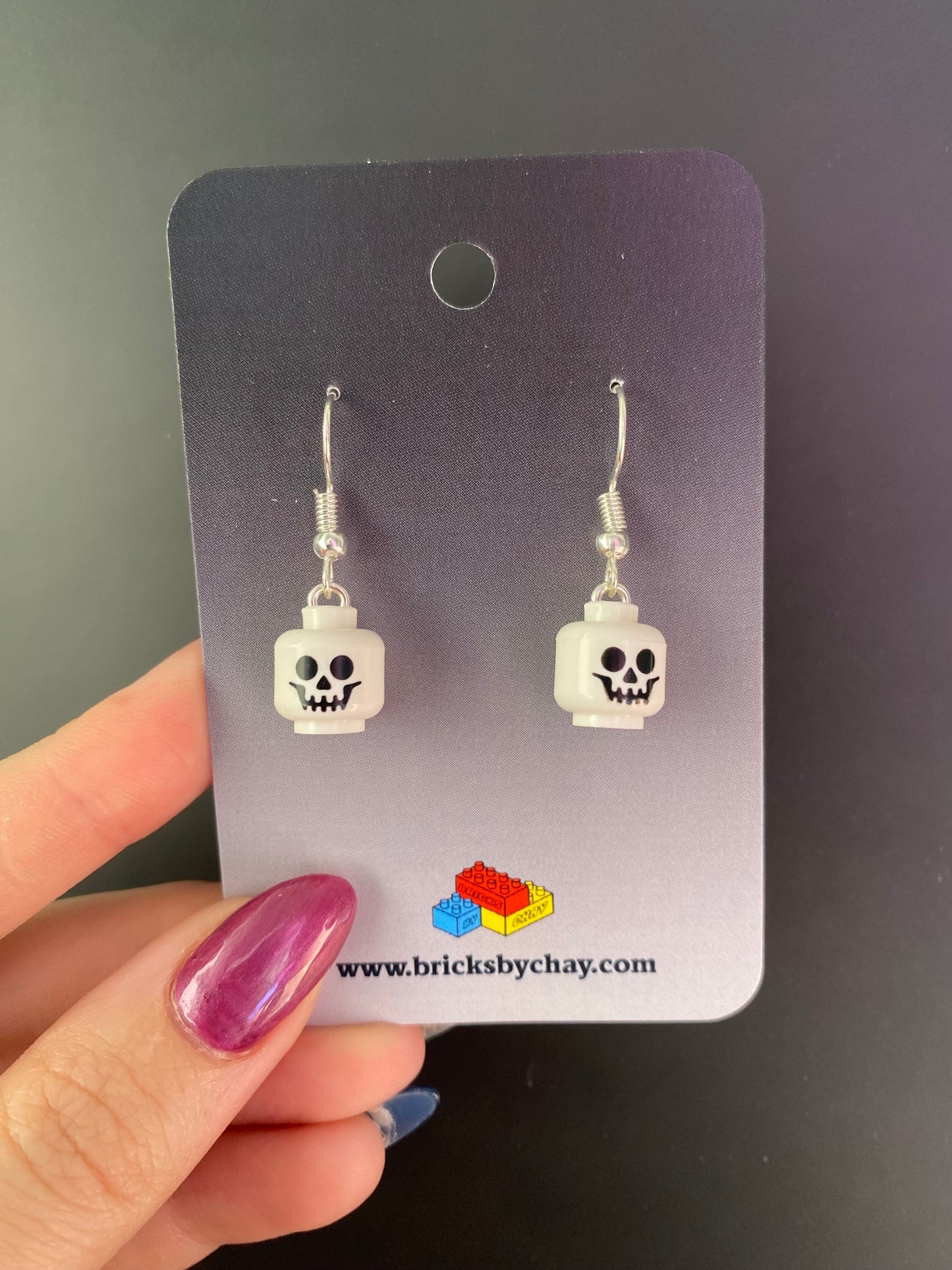 Skeleton Skull Head Drop Earrings