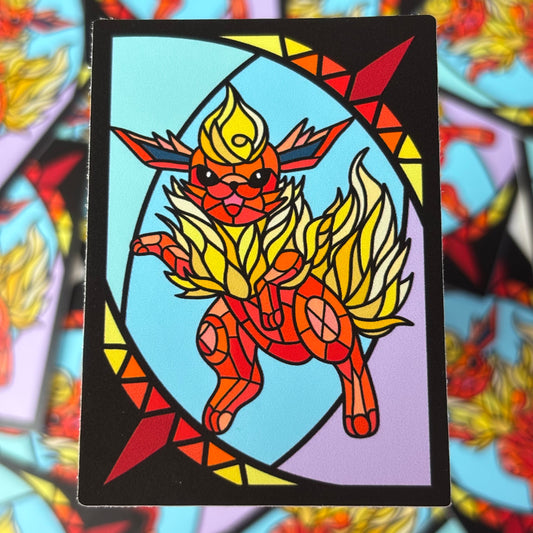 Fire Evolution Stained Glass Vinyl Sticker