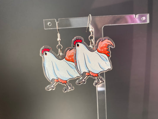 Chicken Ghost Drop Earrings