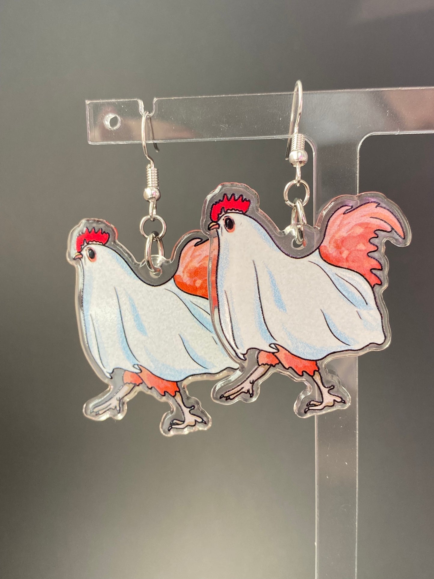 Chicken Ghost Drop Earrings