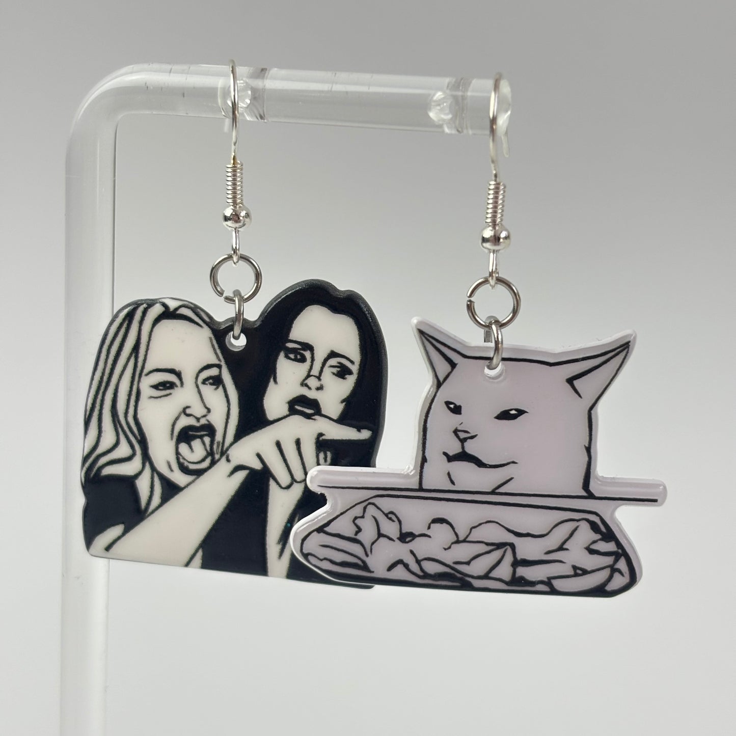 Woman Yelling at Cat Earrings