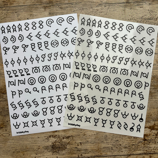 Alphabet Unown Sticker Sheet