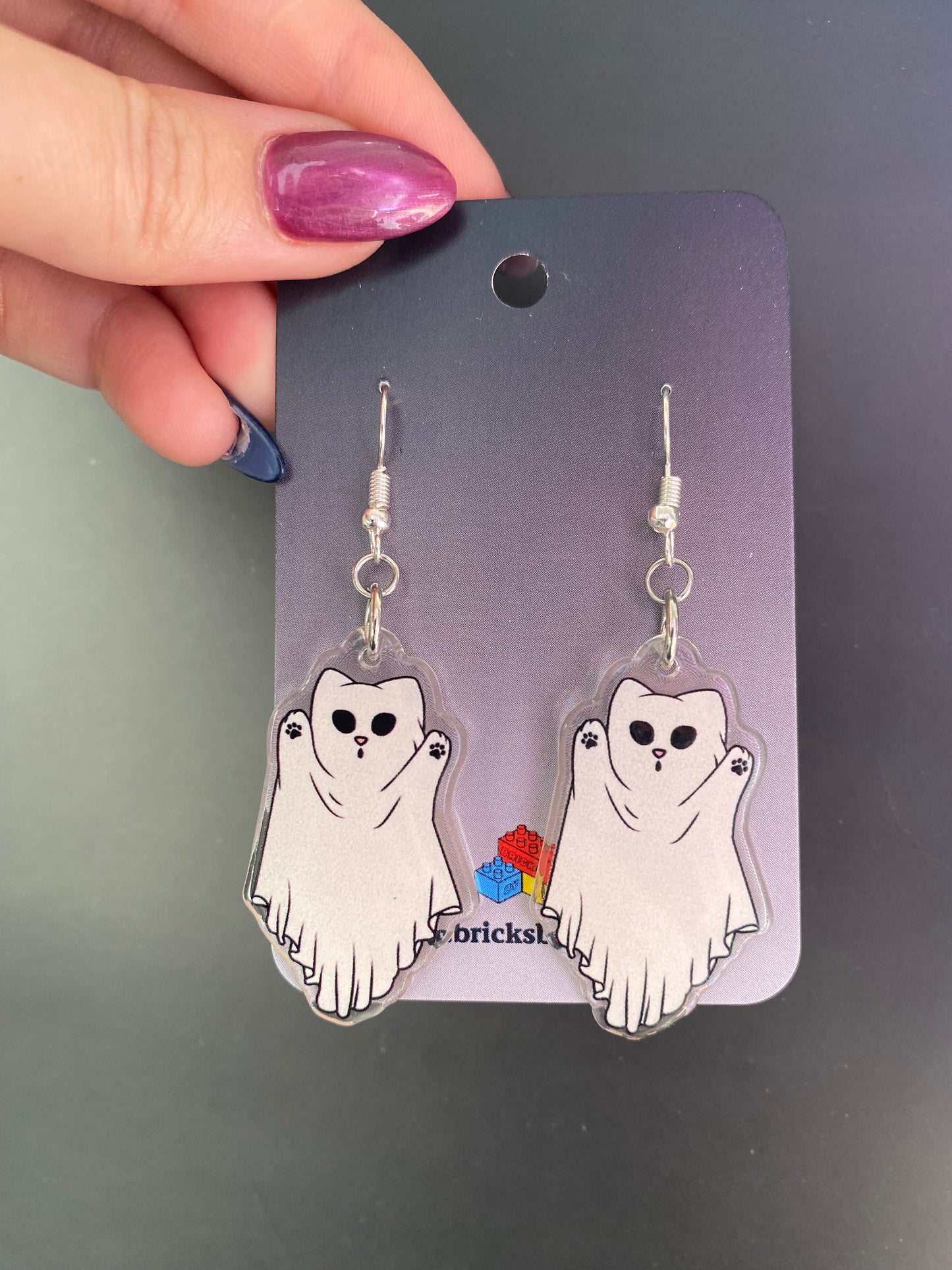 Cat Ghost Drop Earrings