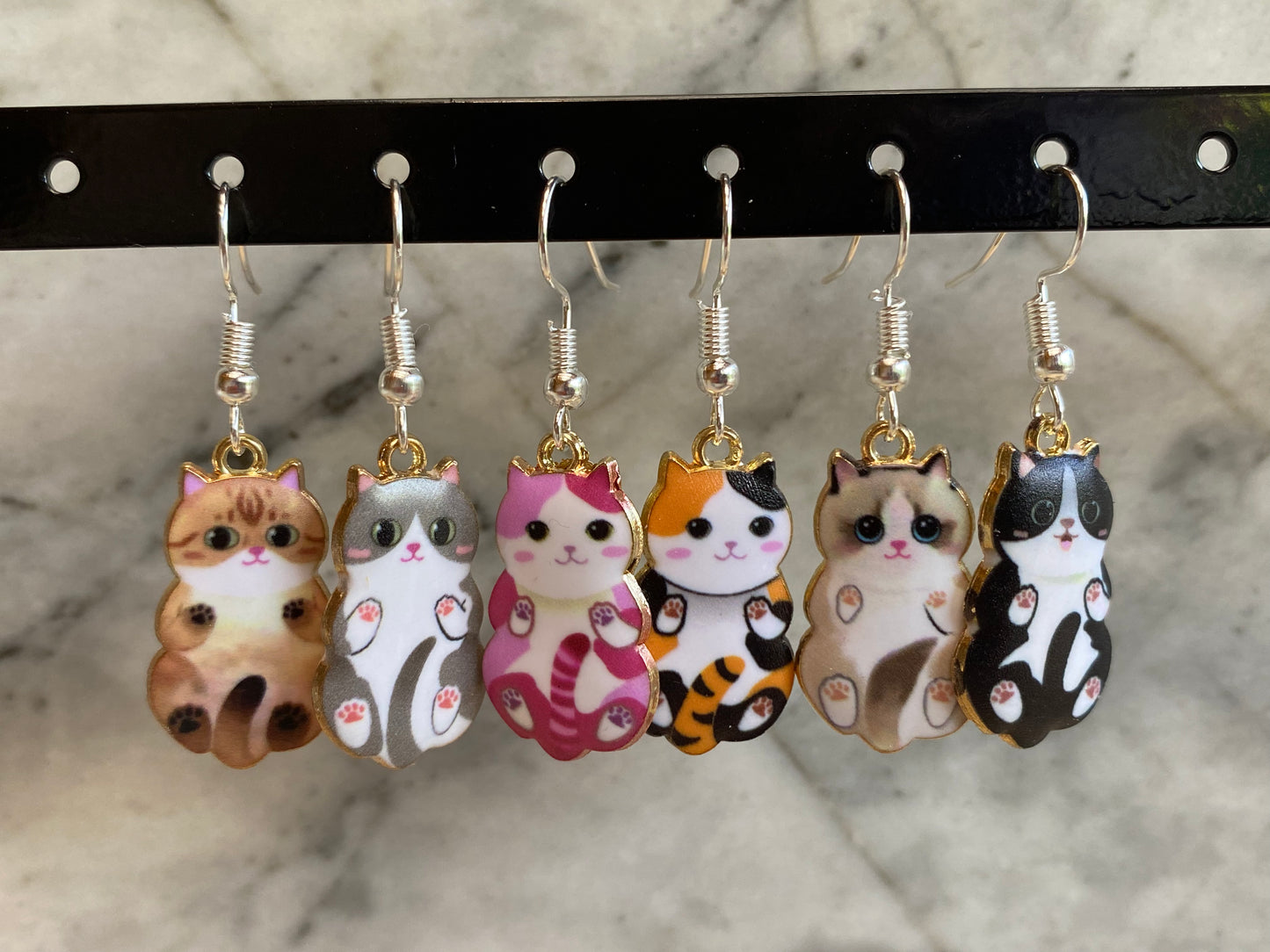 Hanging Cat Drop Earrings