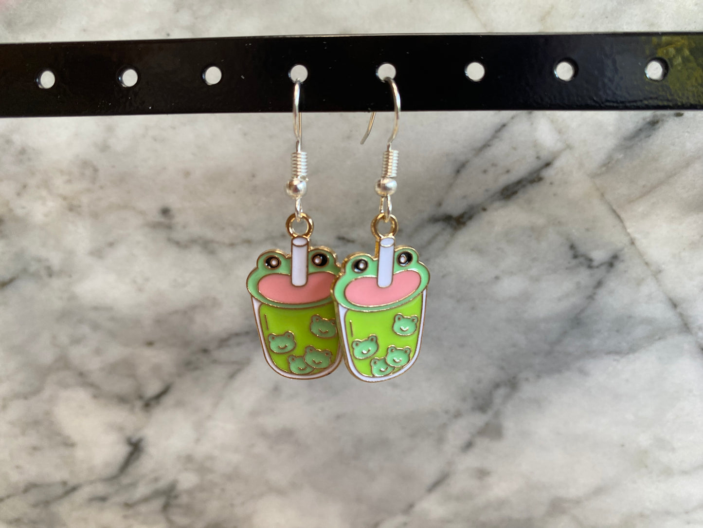 Frog Bubble Tea and Frog Soda Drop Earrings