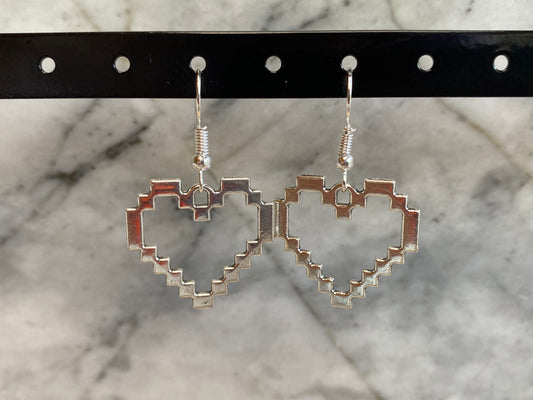 8-Bit Pixel Heart Drop Earrings