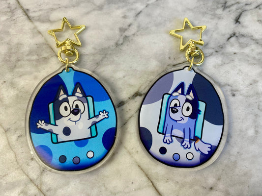 Muffin and Socks Double-Sided Tamagotchi Acrylic Charm Keychain