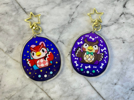 Owls Double-Sided Acrylic Charm Keychain