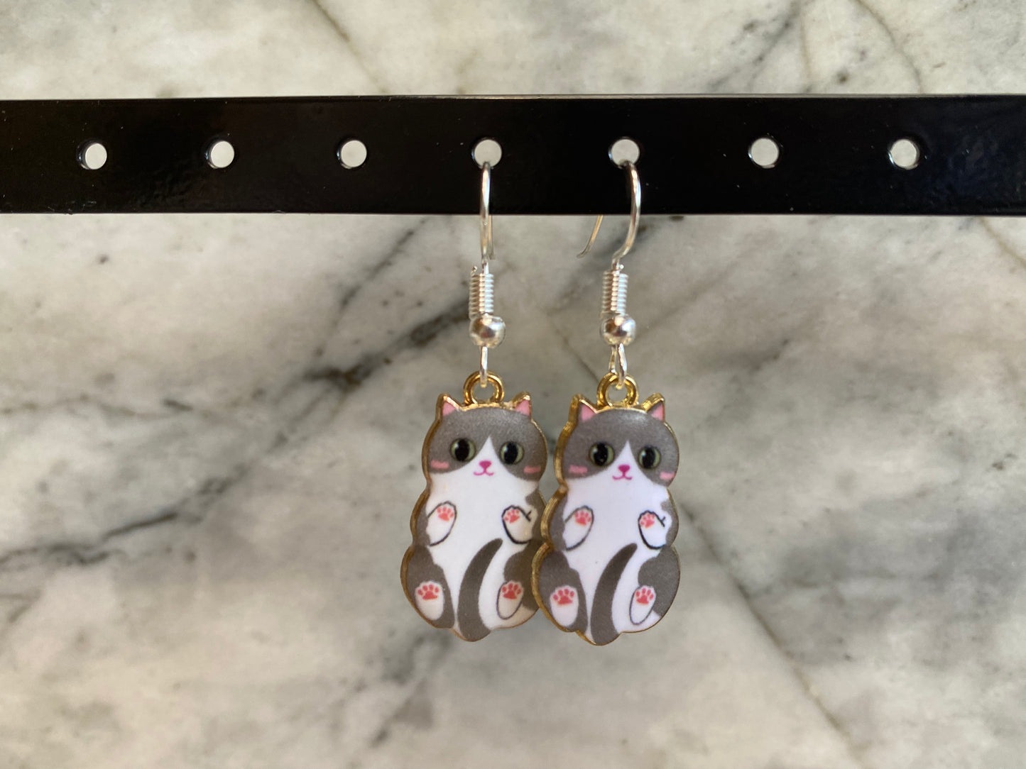 Hanging Cat Drop Earrings