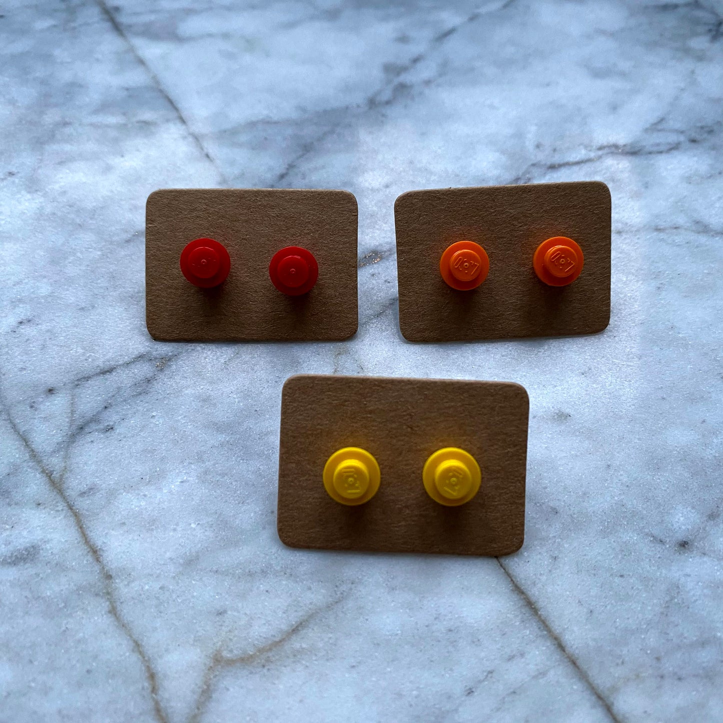 Brick Stud Earrings | Up-cycled | 14 Colours Available | Surgical Steel | Quirky Gifts | UK Seller