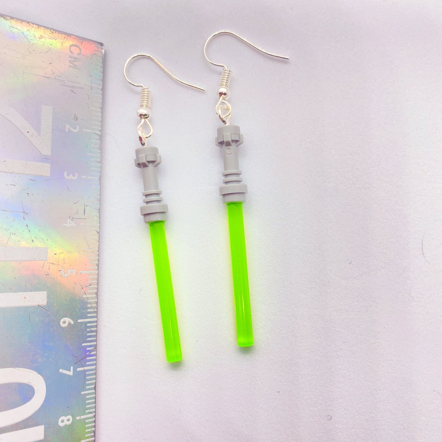 Lightsaber Earrings made with modified Star Wars bricks | Geeky Gifts | UK Seller