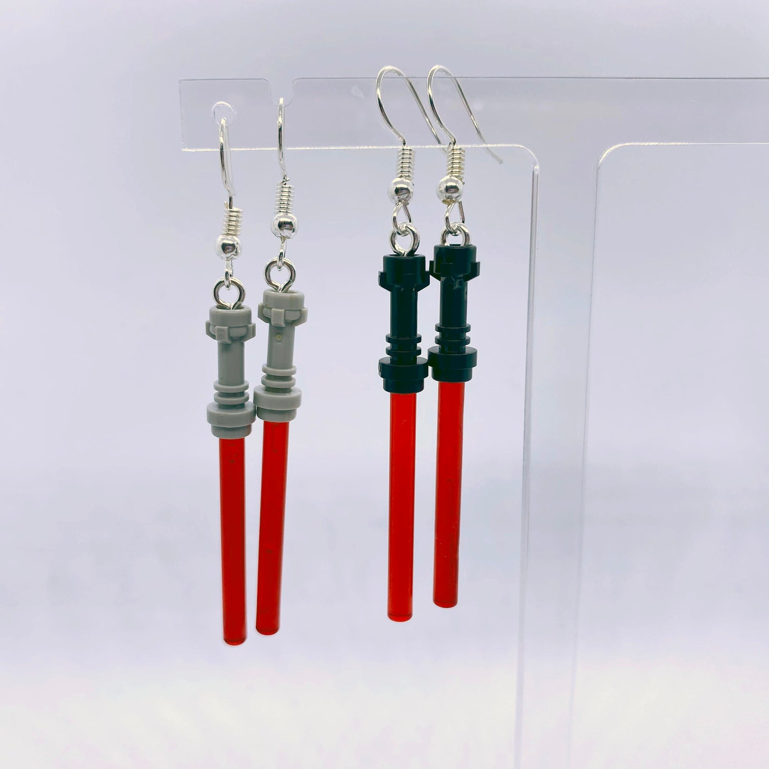 Lightsaber Earrings made with modified Star Wars bricks | Geeky Gifts | UK Seller