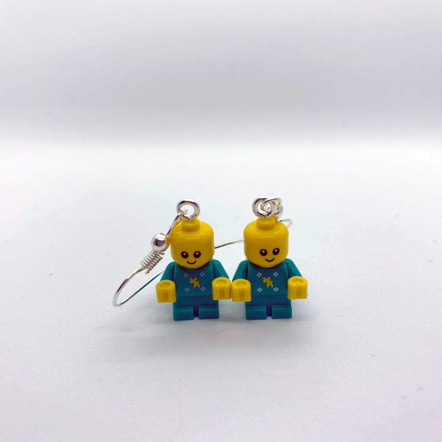 Baby Brick Figure Earrings | Silver Plated | Quirky Gifts | UK Seller