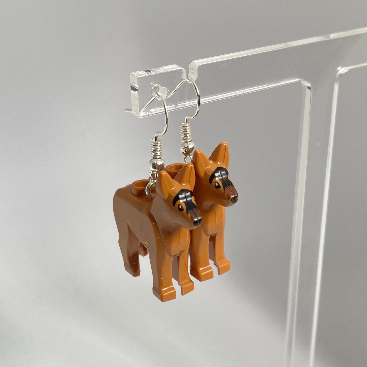 Dog Drop Earrings | Alsatian | German Shepherd | Husky | Dalmatian | Handmade with Genuine Bricks | Gift | Silver Plated | UK Seller