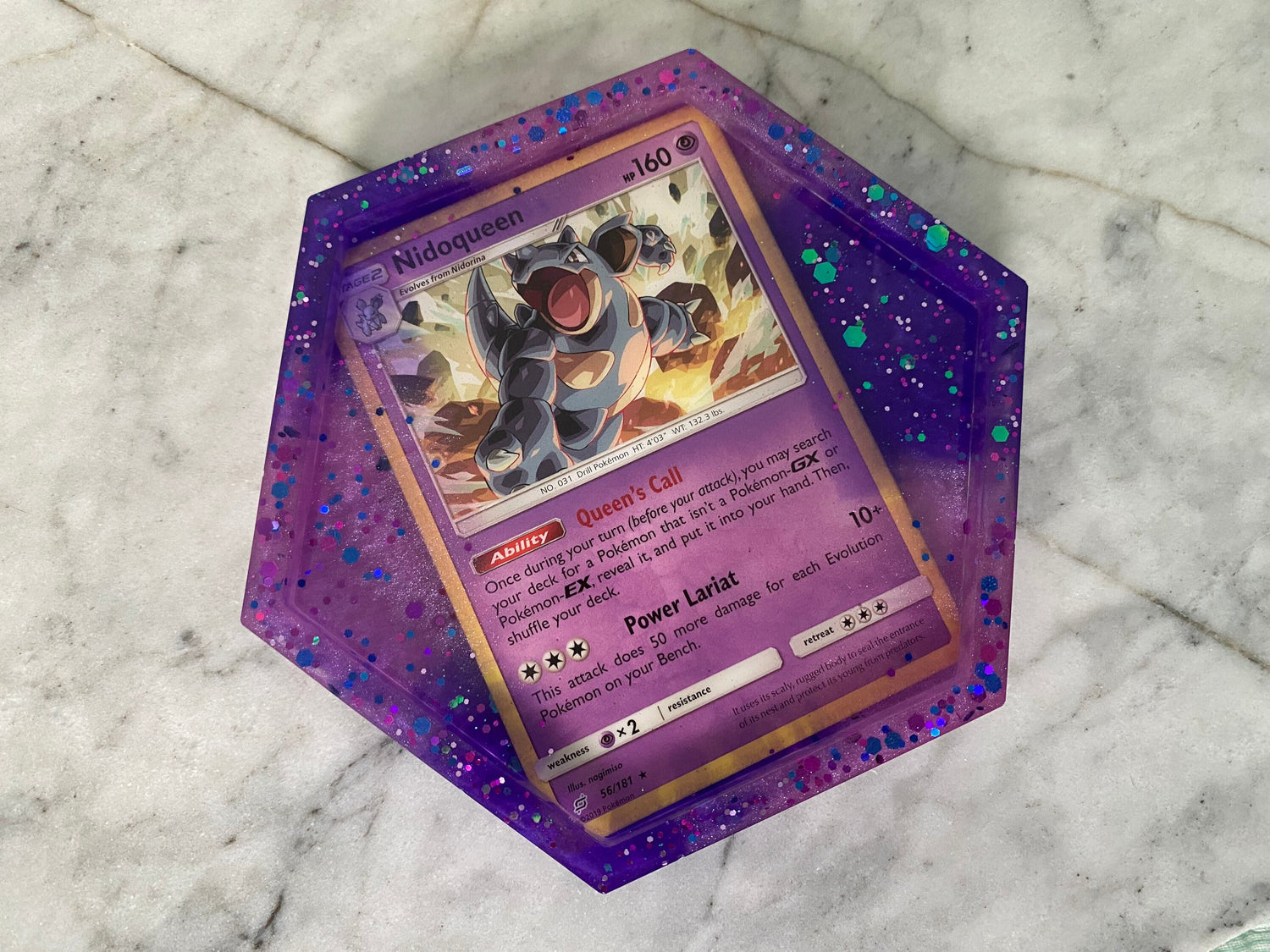 Nidoqueen Drinks Coaster | Handmade Resin Pokemon Card Coaster | Made with Genuine Cards | Unique Item | Gift Idea | Pokemon Fan | UK Seller