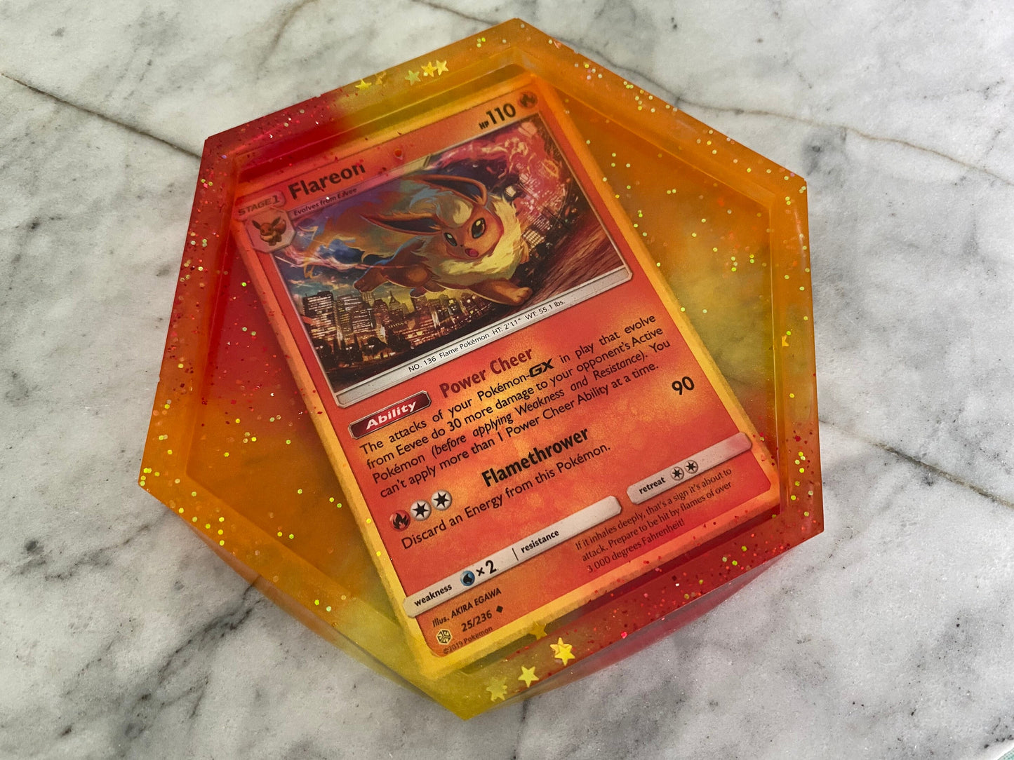 Flareon Drinks Coaster | Handmade Resin Pokemon Card | Made with Genuine Cards | Unique Item | Gift Idea | Pokemon Fan | UK Seller