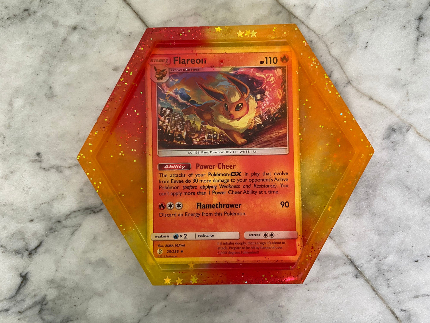 Flareon Drinks Coaster | Handmade Resin Pokemon Card | Made with Genuine Cards | Unique Item | Gift Idea | Pokemon Fan | UK Seller