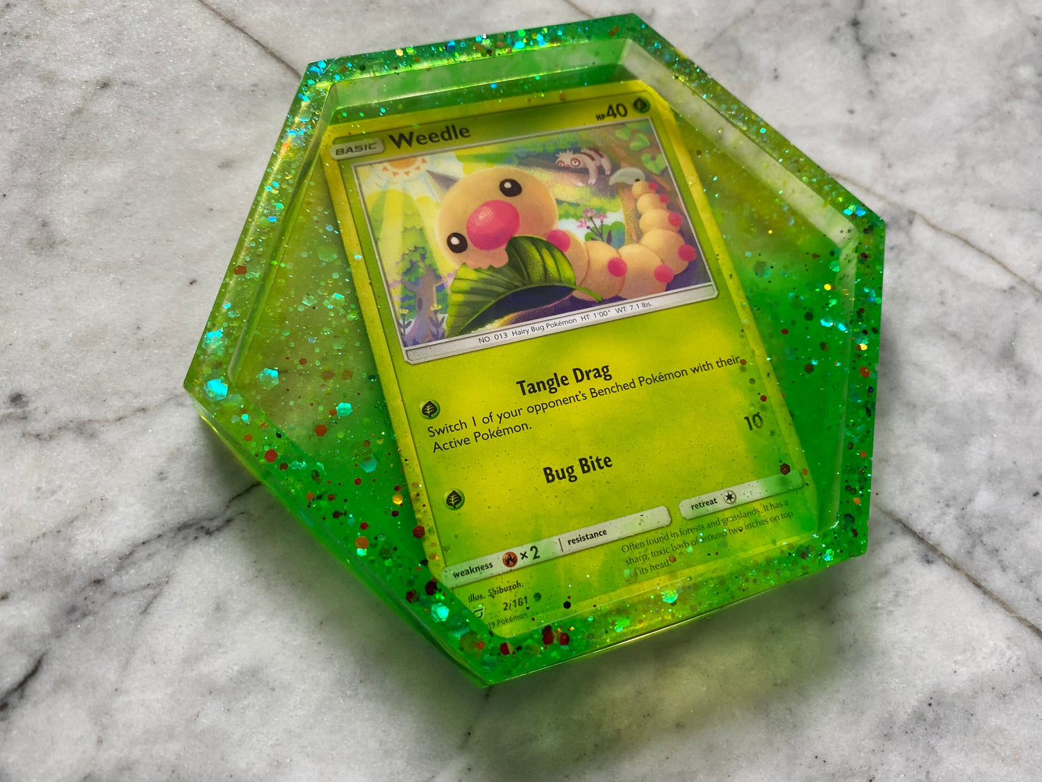 Pokemon Drinks Coaster | Weedle | Handmade Resin Pokémon Gift | Made with Genuine Cards | Unique Item | Nerdy | Pokemon Fan | UK Seller