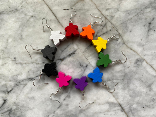 Meeple Earrings | Board Game Fans | 10 Colours Available | Silver Plated | Quirky Gifts | UK Seller