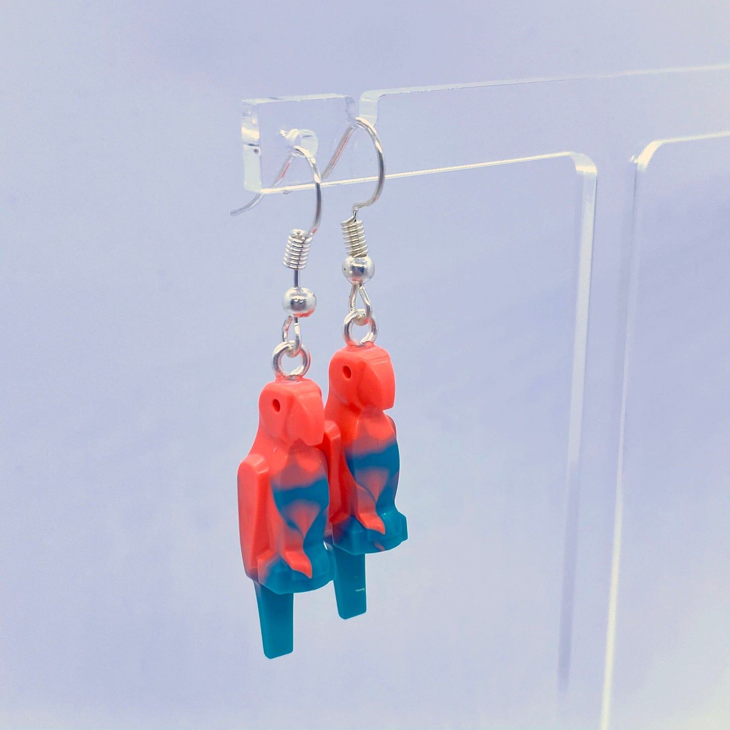 Parrot Earrings | Silver Plated | Quirky Gifts | UK Seller | Unusual | Made with genuine Bricks