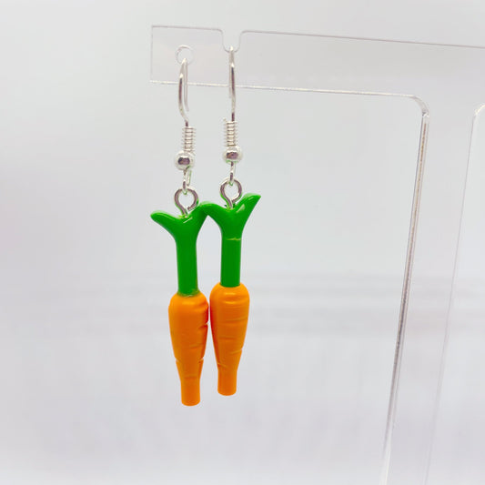 Carrot Earrings | Silver Plated | Quirky Gifts | UK Seller | Unusual Funky Drop Earrings