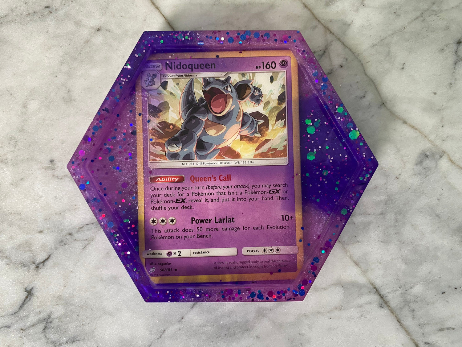 Nidoqueen Drinks Coaster | Handmade Resin Pokemon Card Coaster | Made with Genuine Cards | Unique Item | Gift Idea | Pokemon Fan | UK Seller