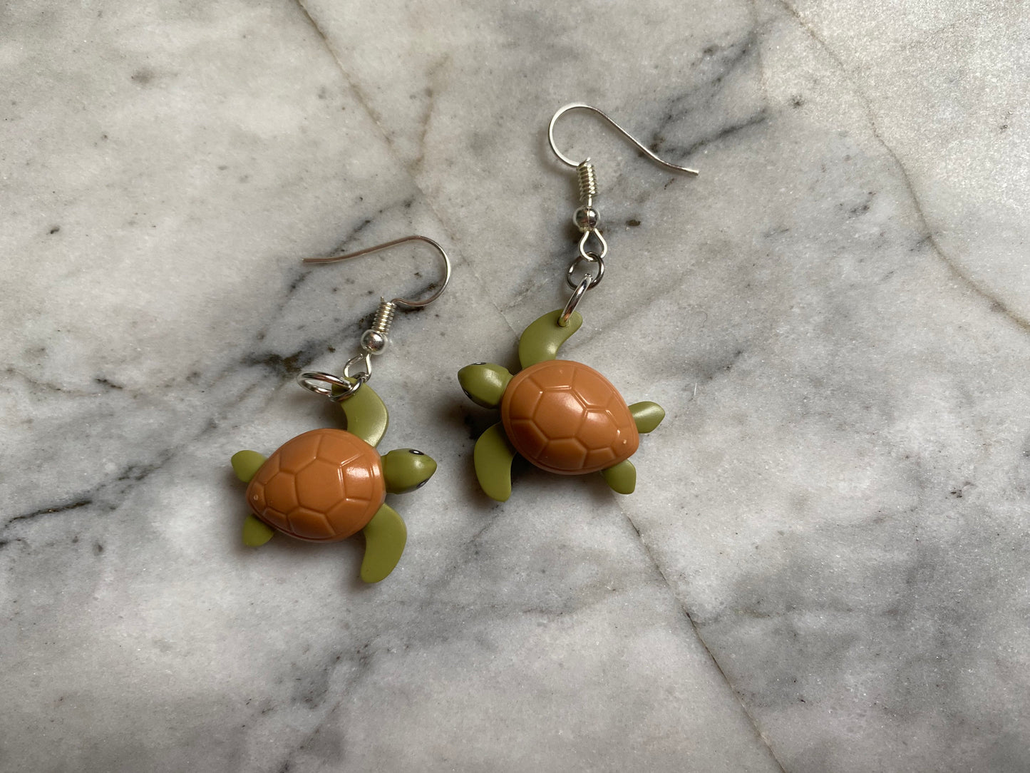 Turtle Earrings | Unique Drop Earrings | Silver Plated | Quirky Gifts | UK Seller | Unusual | Made with genuine Bricks | Funky