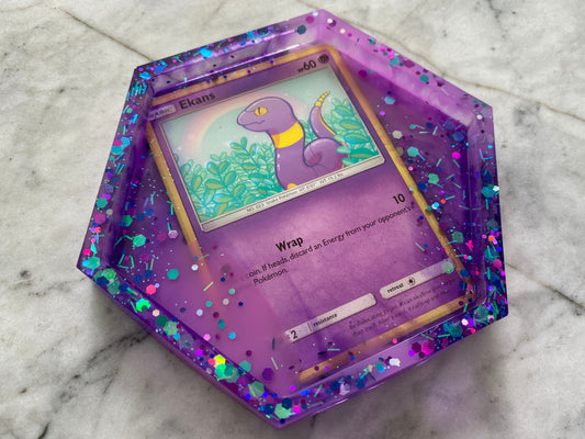 Pokemon Drinks Coaster | Ekans | Handmade Resin Pokémon Gift | Made with Genuine Cards | Unique Item | Nerdy | Pokemon Fan | Gamer