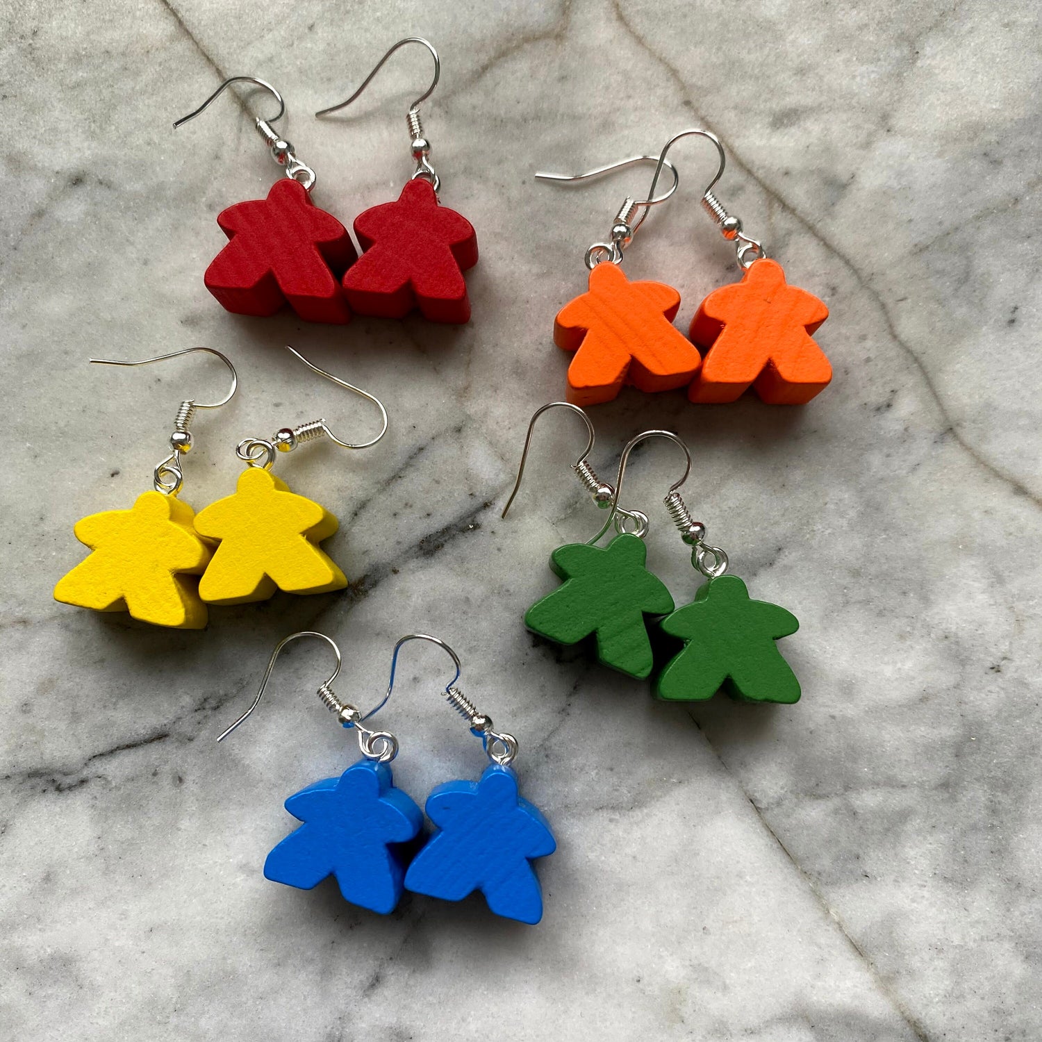 Meeple Earrings | Board Game Fans | 10 Colours Available | Silver Plated | Quirky Gifts | UK Seller