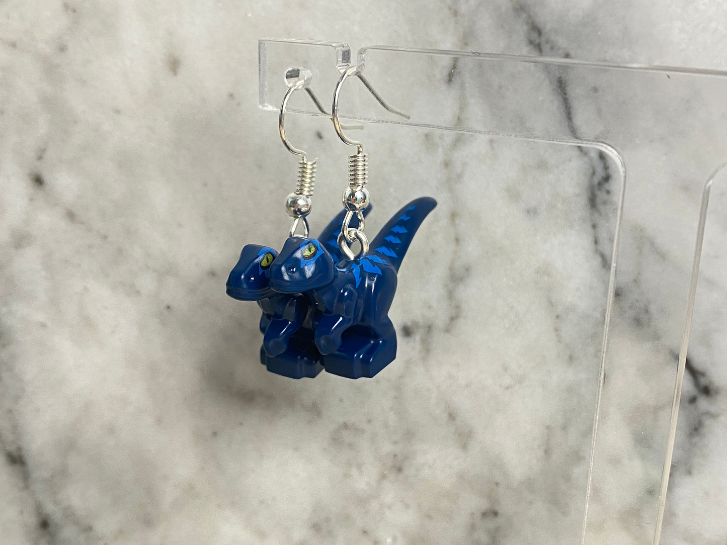 Handmade Brick Dinosaur Drop Earrings