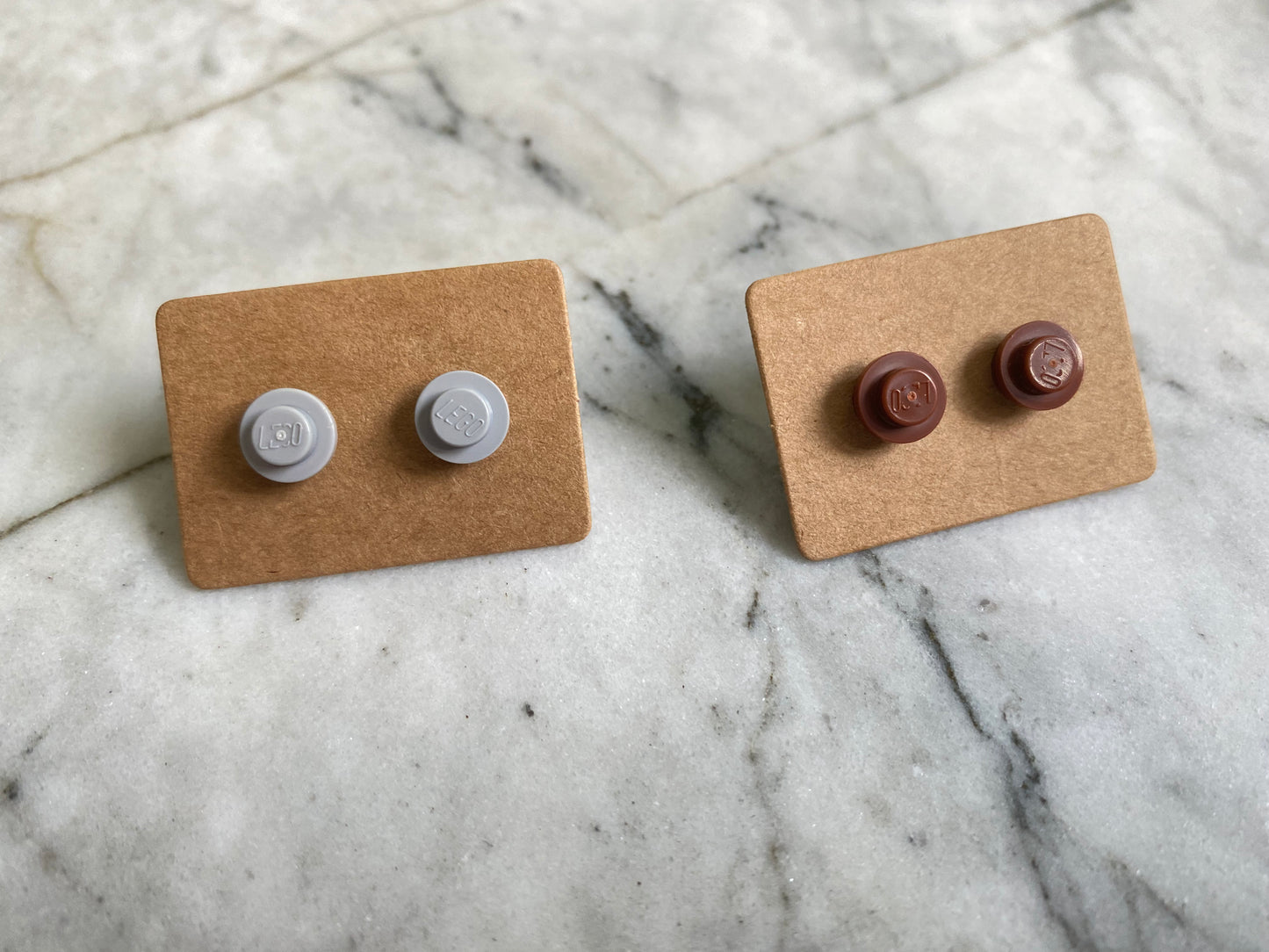 Round Brick Stud Earrings