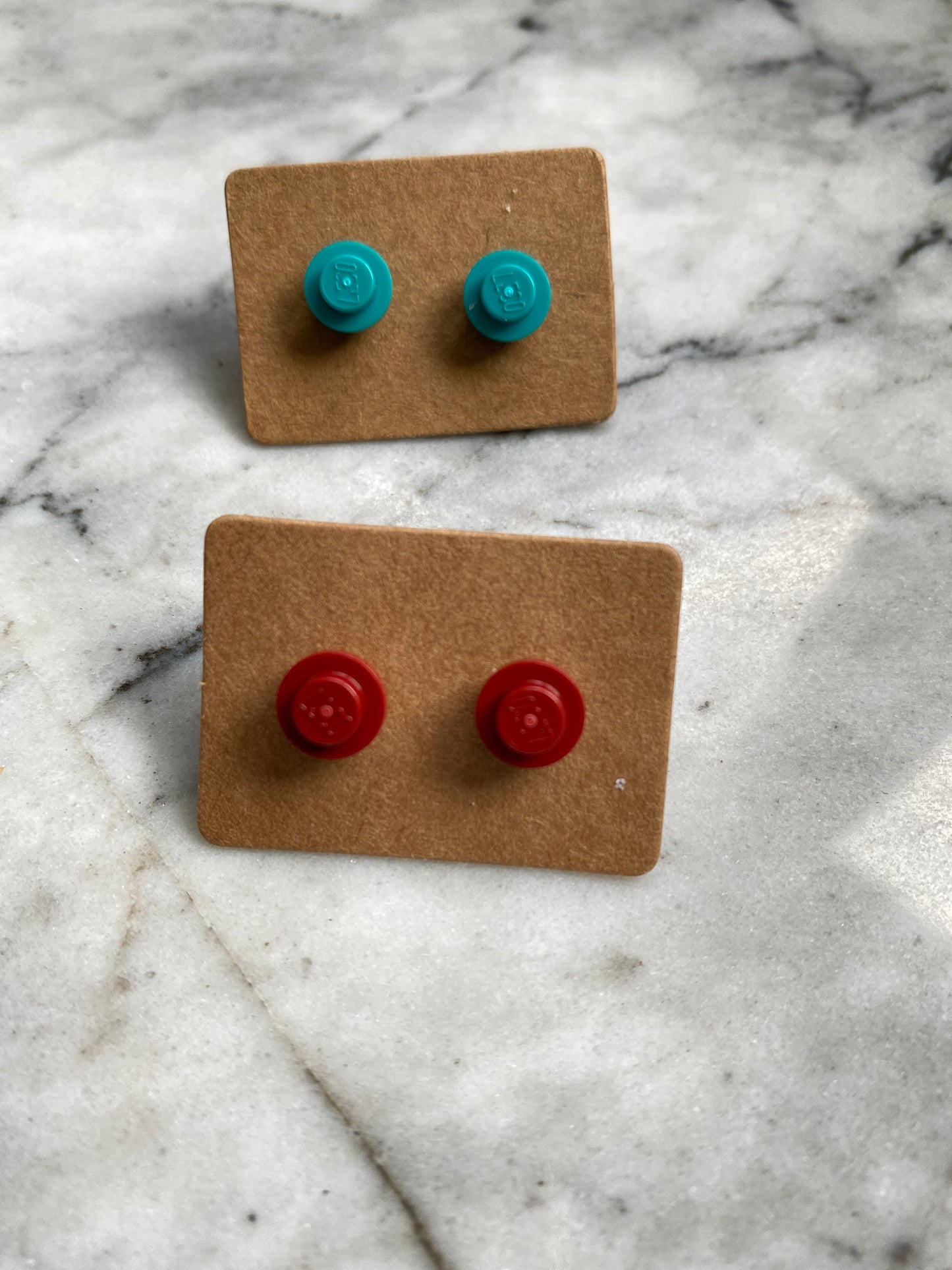 Round Brick Stud Earrings