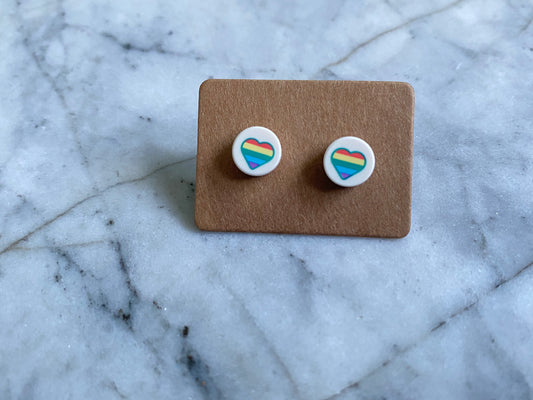 Rainbow Heart Stud Earrings